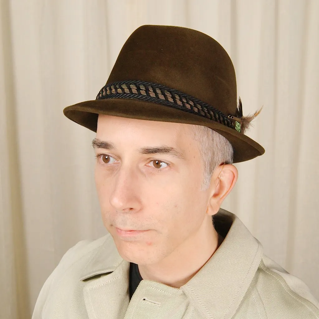 1950s Brown Velour Trilby Hat