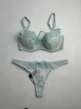 Baby blue mesh lace balcony vintage lingerie set