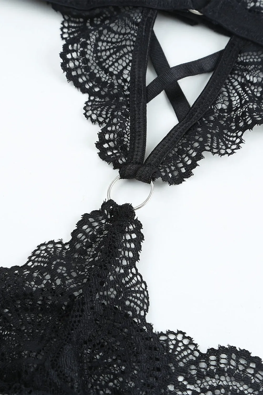 Black Circle Connected Strappy Teddy Lingerie