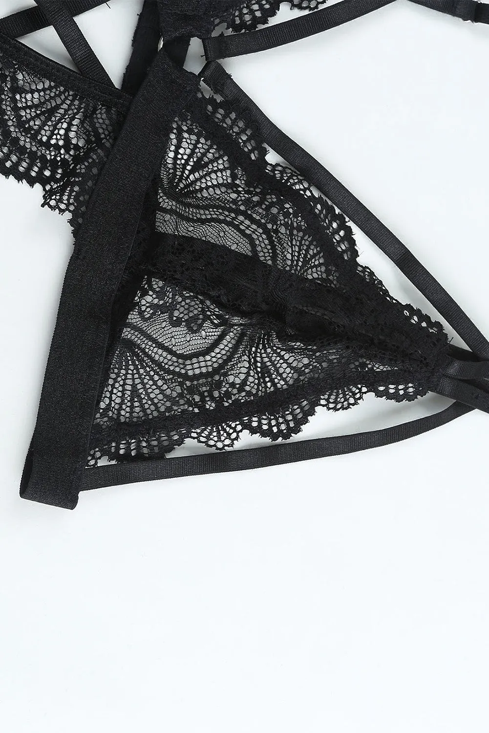 Black Circle Connected Strappy Teddy Lingerie