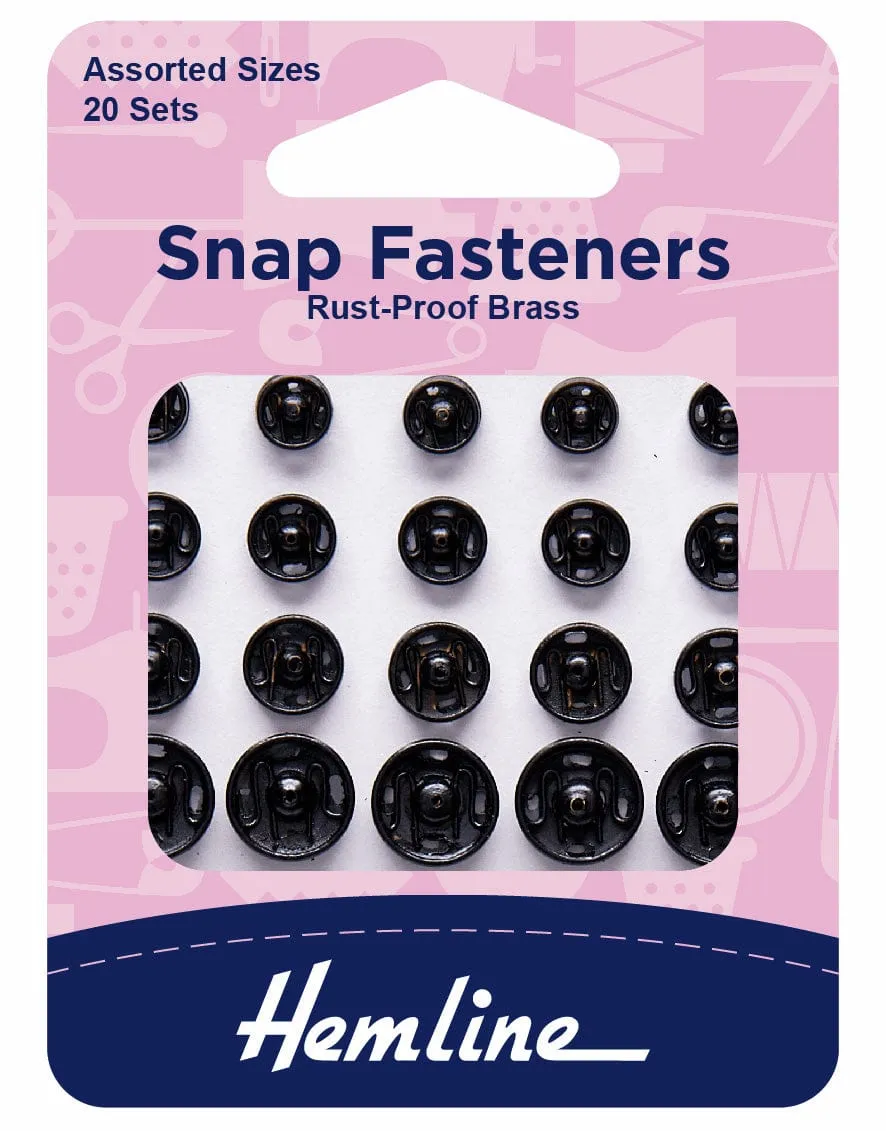 Black Snap Fasteners Hemline Assorted