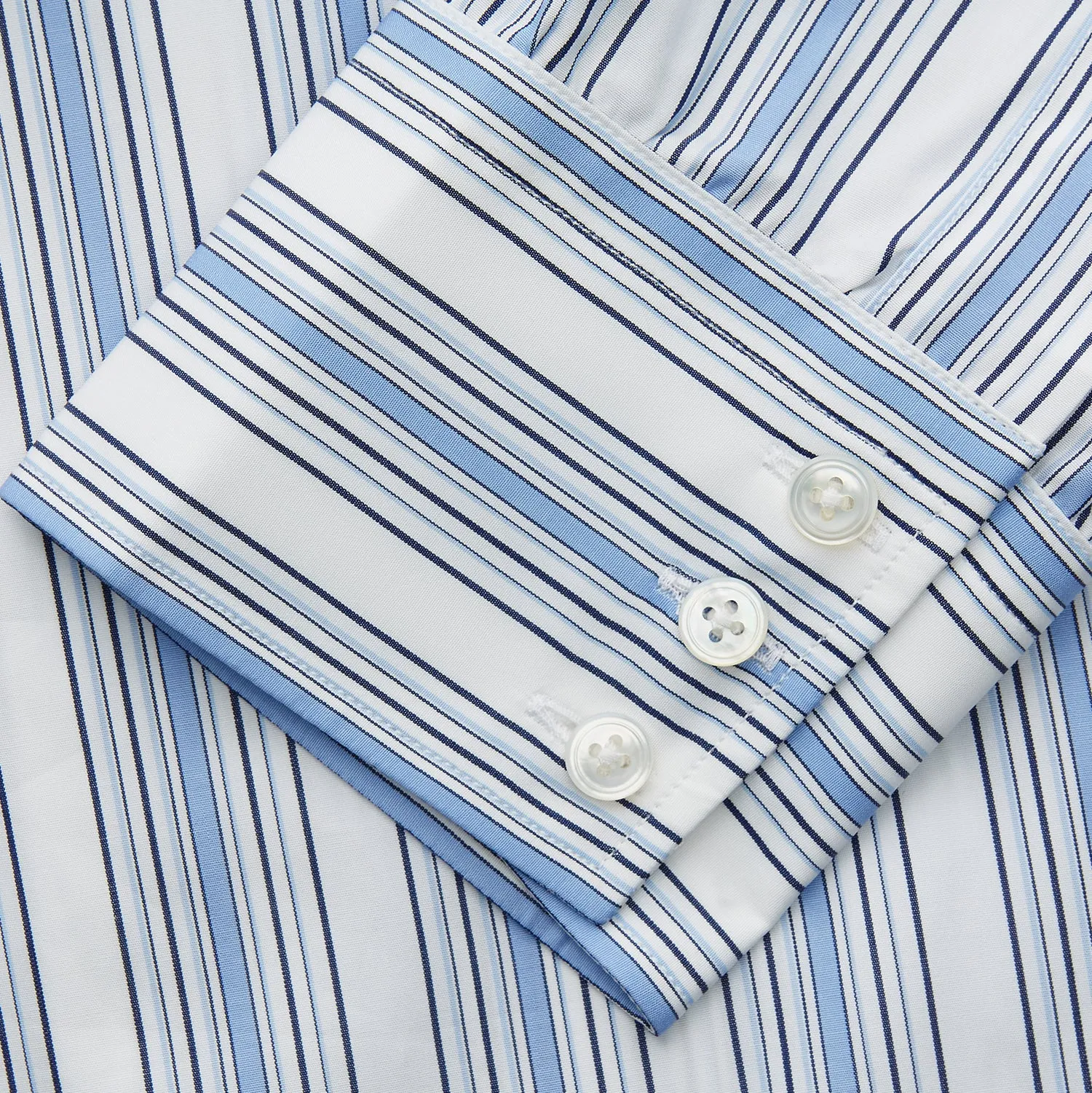 Blue Multi Stripe Regular Fit Shirt with T&A Collar & 3 Button Cuffs