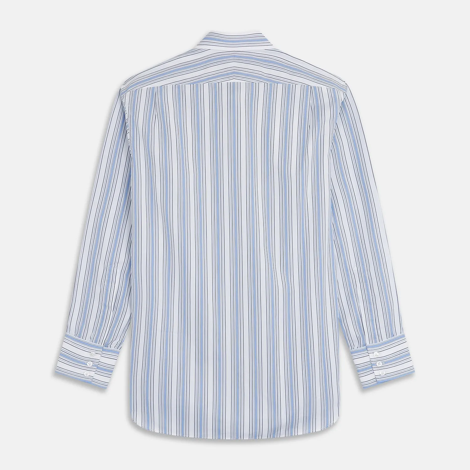 Blue Multi Stripe Regular Fit Shirt with T&A Collar & 3 Button Cuffs