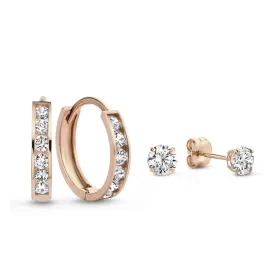 Cadeau d'Isabel 14 karat rose gold earring set with zirconia stones