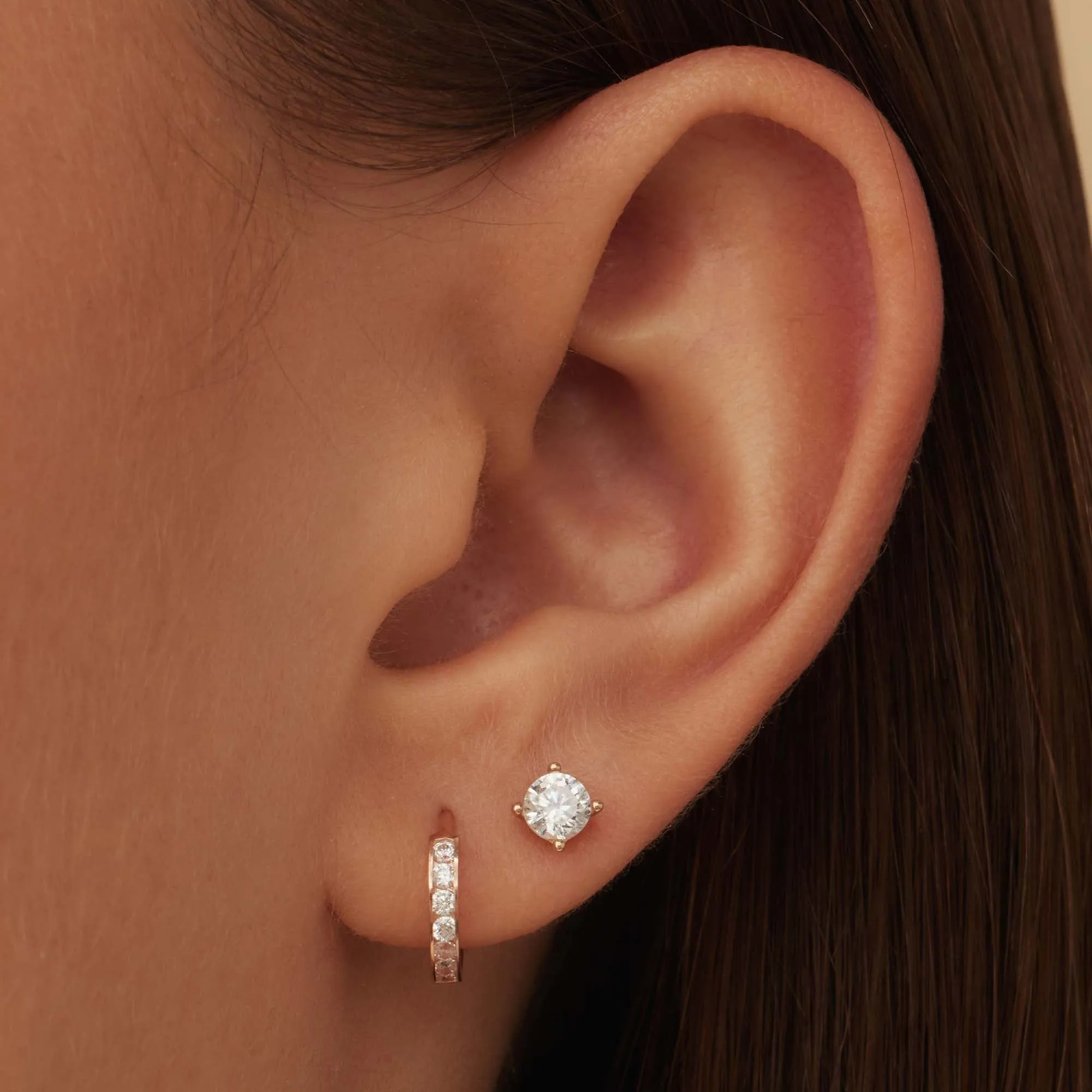 Cadeau d'Isabel 14 karat rose gold earring set with zirconia stones