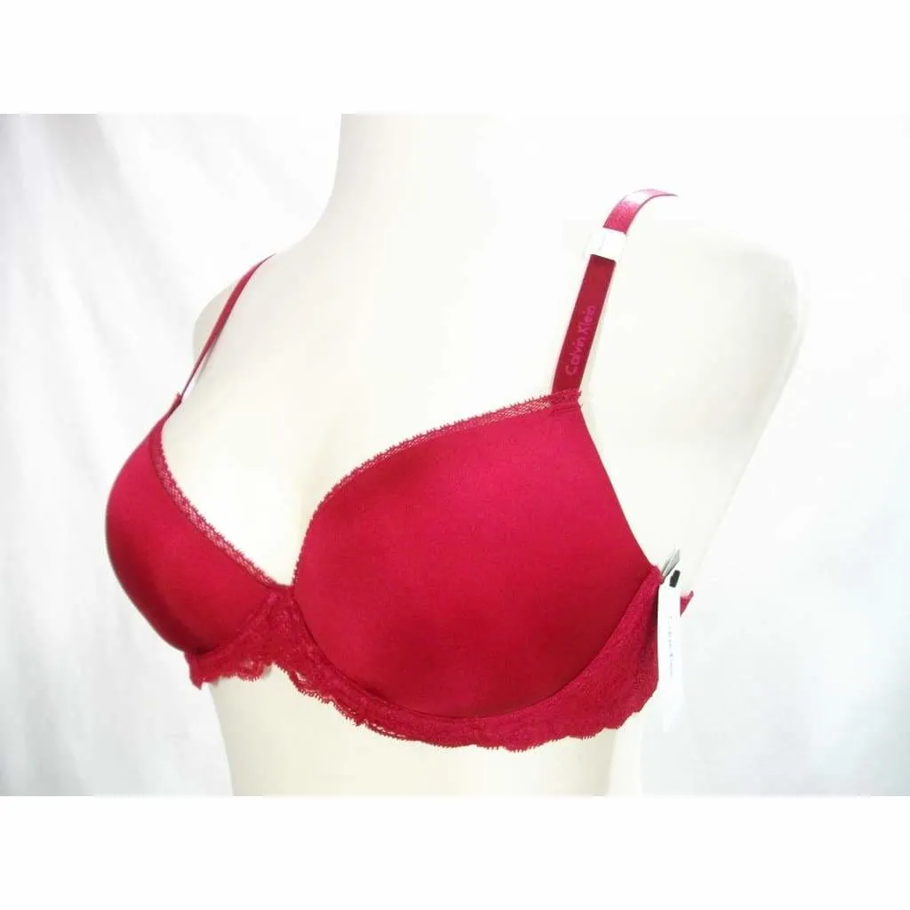 Calvin Klein QF1444 Customized Lift Push Up Underwire Bra 34C Cranberry NWT