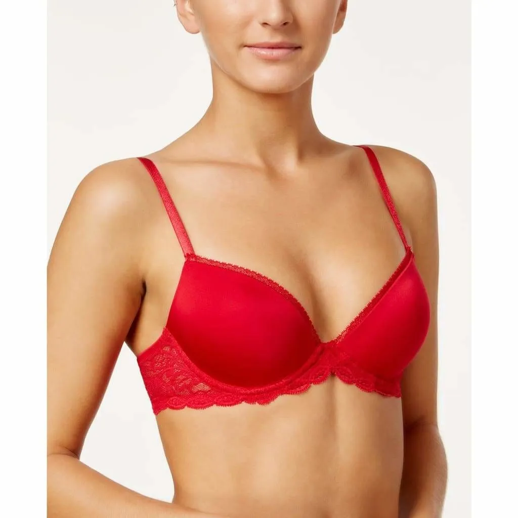 Calvin Klein QF1444 Customized Lift Push Up Underwire Bra 34C Cranberry NWT