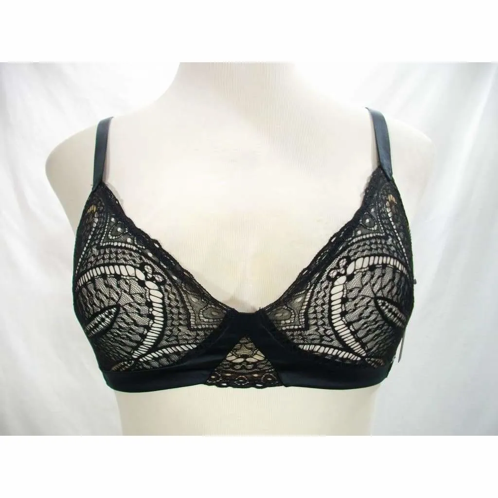 Calvin Klein QF3994 CK Black Audacious Lace & Satin Wire Free Bra Bralette XS X-SMALL Black NWT