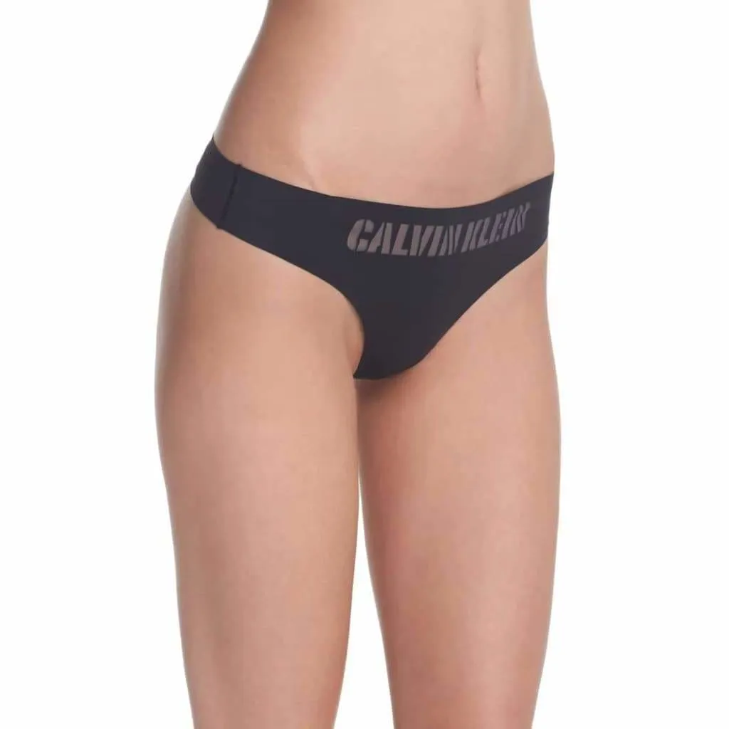 Calvin Klein QF4068 Logo-Waist Laser Thong SIZE MEDIUM Black NWT