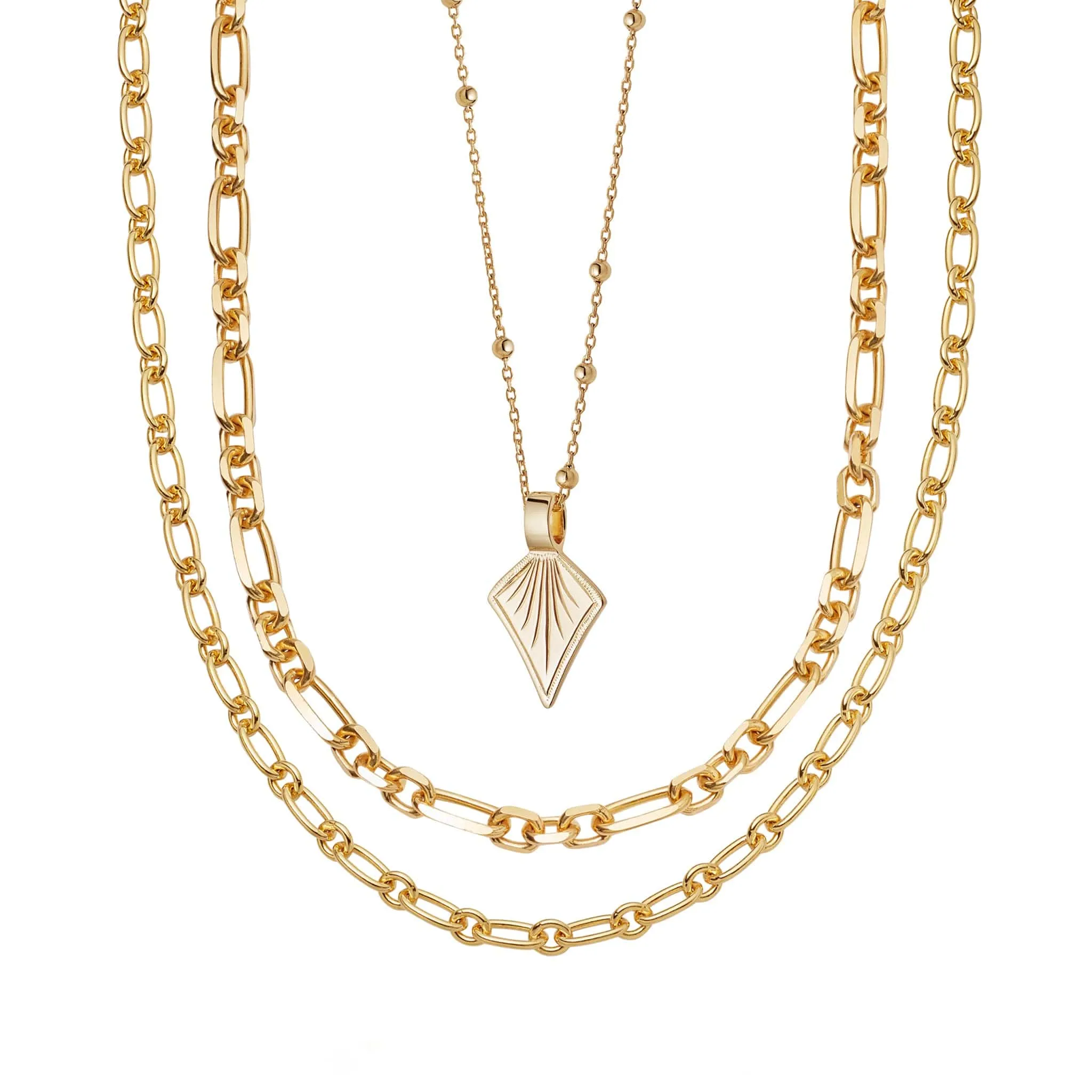 Chunky Chain Necklace Layering Set 18ct Gold Plate