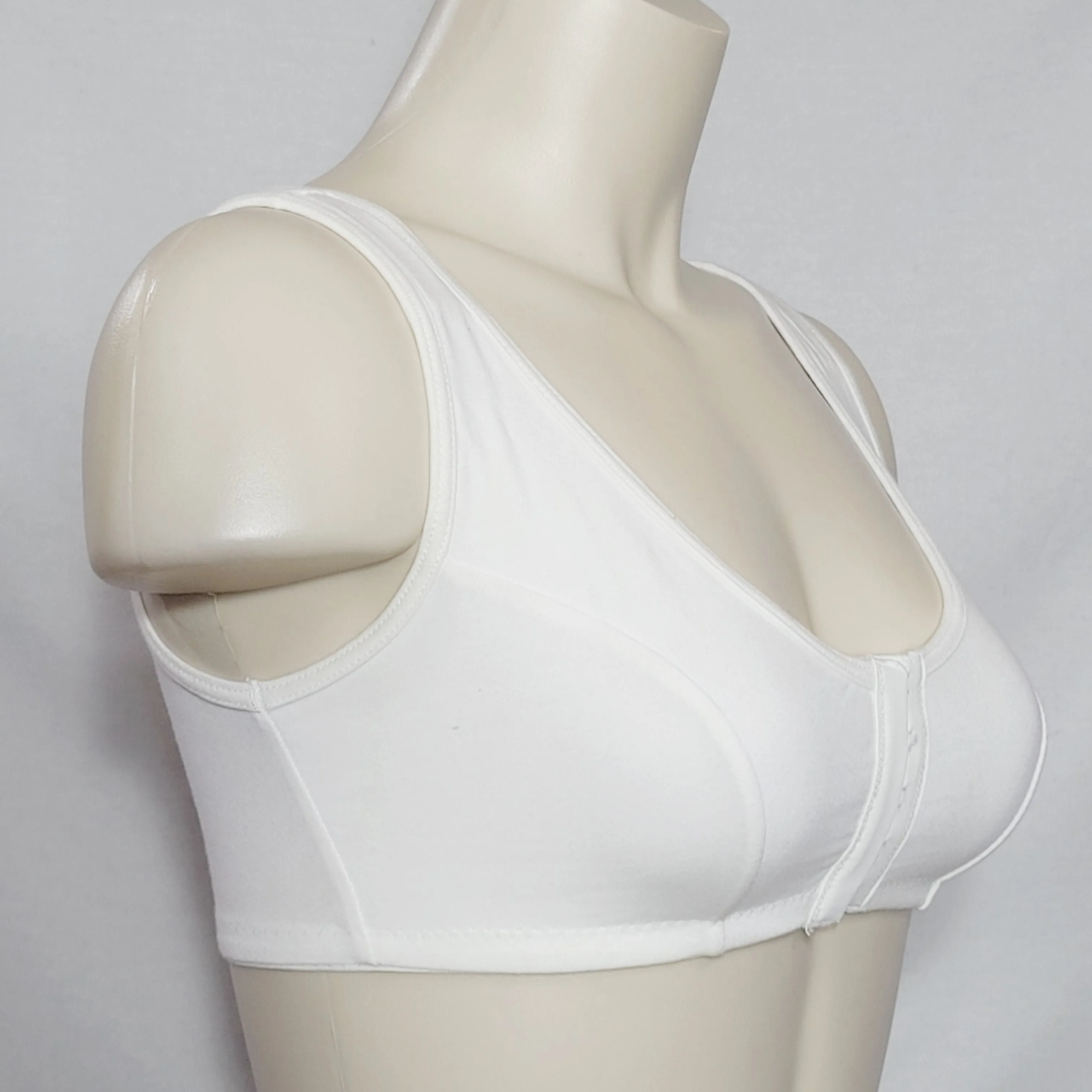 Dr. Rey's Shapewear 90% Cotton Front Close Wire Free Bra MEDIUM White NWOT