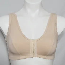 Dr. Rey's Shapewear 90% Cotton Front Close Wire Free Bra SMALL Nude NWT