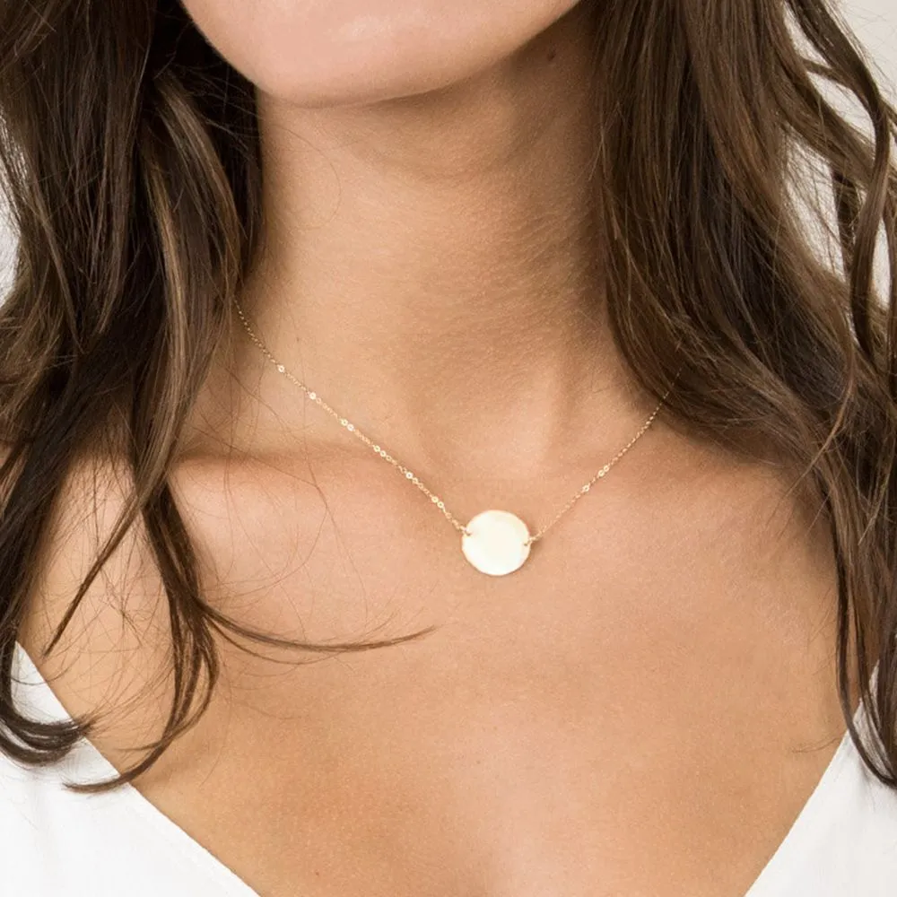 Ethereal Duo: Dainty Disc Layered Necklace Set