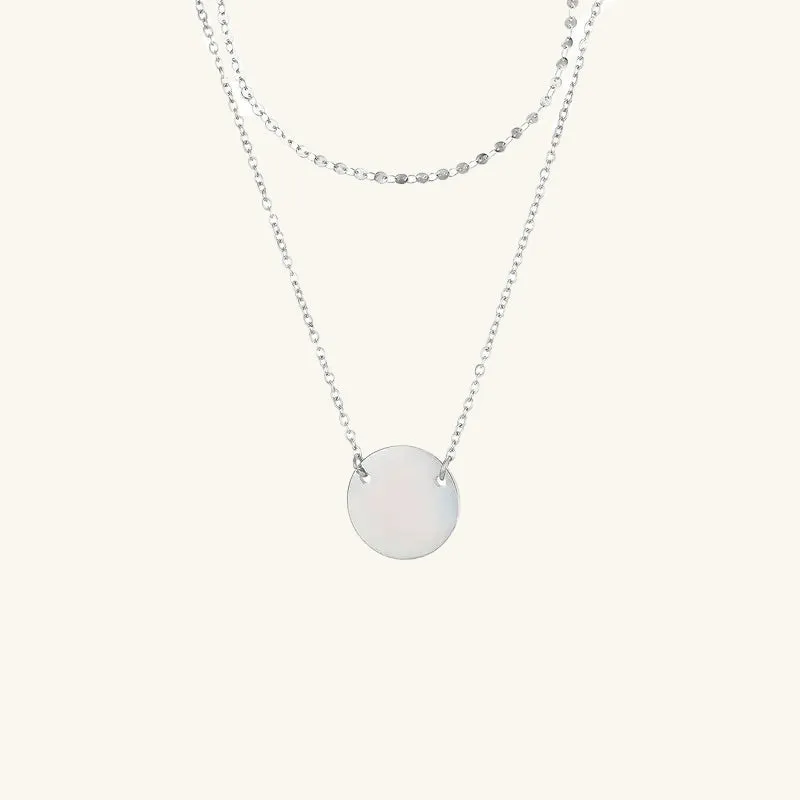 Ethereal Duo: Dainty Disc Layered Necklace Set