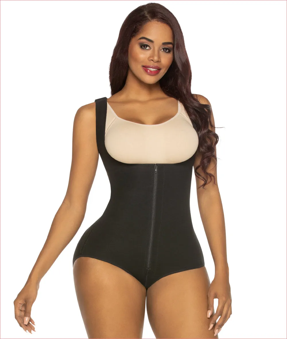 Firm compression shapewear - Boyshort style wide strap Bodysuit - C4151