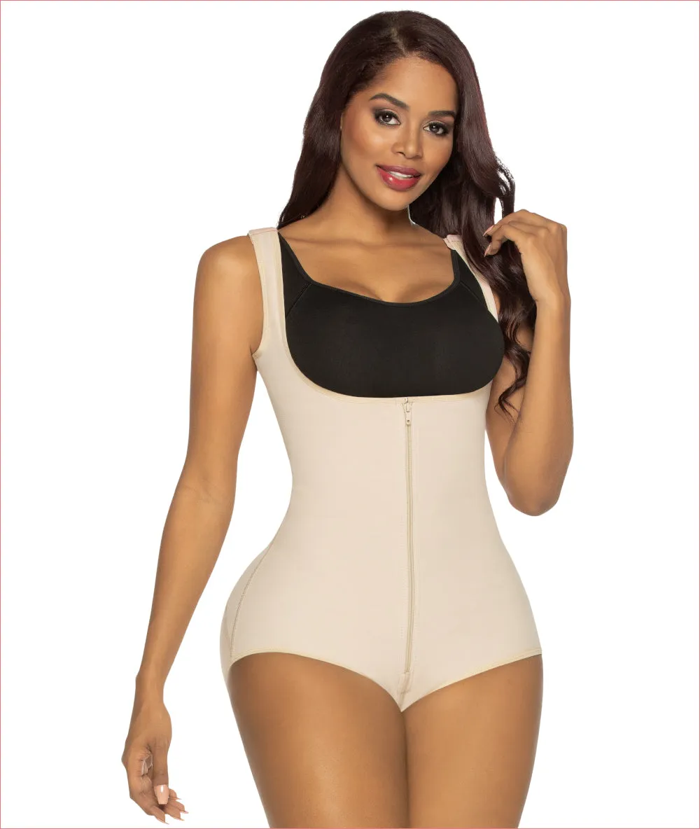 Firm compression shapewear - Boyshort style wide strap Bodysuit - C4151