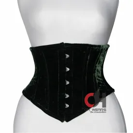 Green Velvet Underbust Corsets Steel Boned