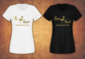 Hen Do Party Bride Tribe  Personalised T-shirt Ladies Female Flamingo Team