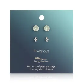 Peace Out - Peace Sign   Diamond Dots Studs