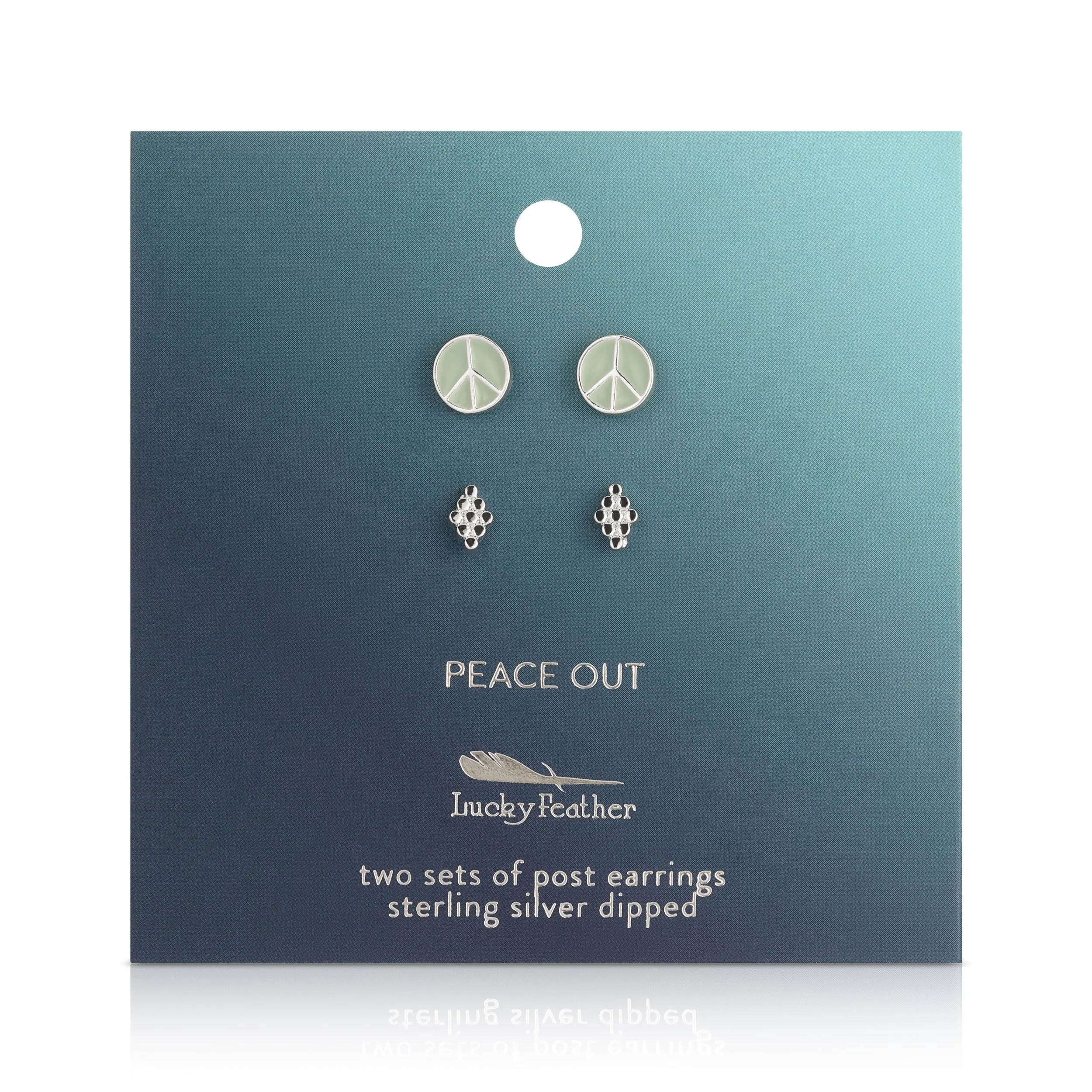 Peace Out - Peace Sign   Diamond Dots Studs