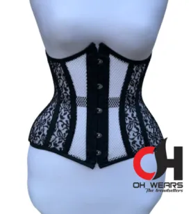 Women Hourglass Firgure Cotton Mesh with Brocade Longline Corset